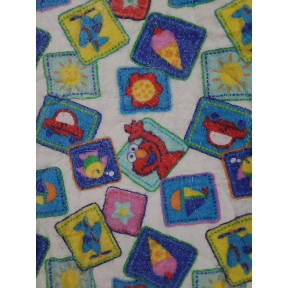Handmade‎ Baby Quilt Reversible Parrots and Sesame Street 36X49
